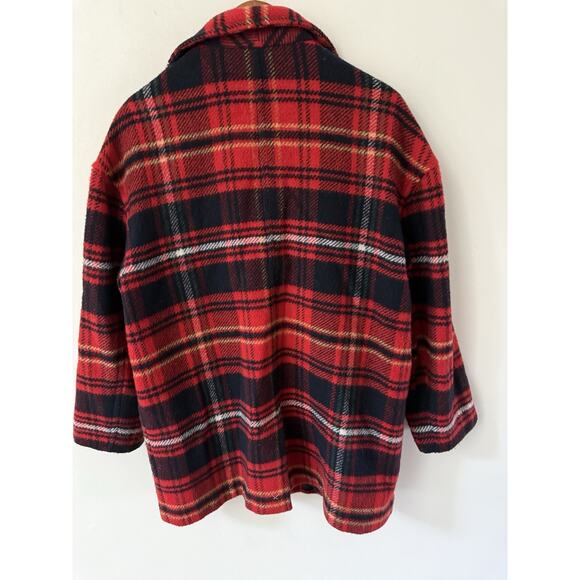 Liz & Co Vintage Wool Blend Plaid Jacket Red Size M Preppy Shacket Casual - Picture 5 of 13
